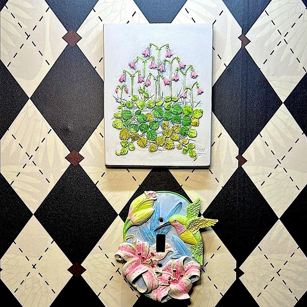 Vintage Light Switch Plate 3D Hummingbird + Collectible Joe Gantofta Tile